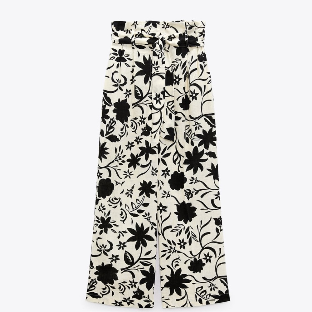Zara wide leg floral crop pant